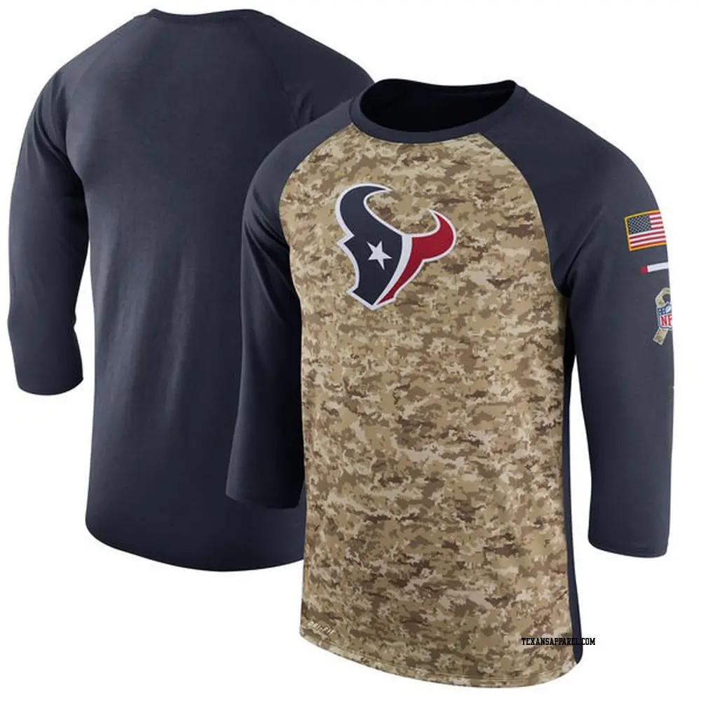 Legend Camo Navy Men s Houston Texans Salute to Service 2017 Sideline Performance Three Quarter Sleeve T Shirt Texans Store