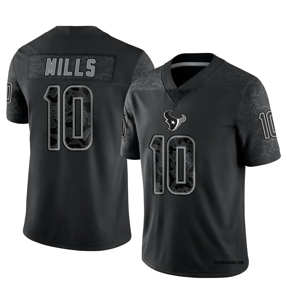 Limited Black Men s Davis Mills Houston Texans Reflective Jersey Texans Store